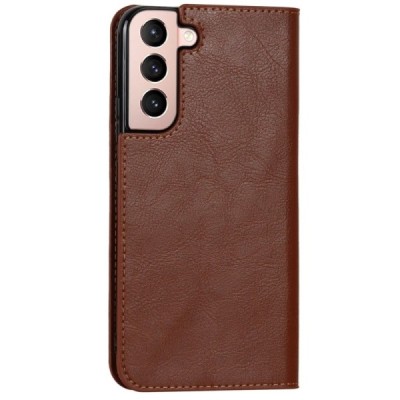 „Deluxe“ Samsung Galaxy S22 5G (SM-S901X) brūns ādas atvērams maciņš | Vacins.lv