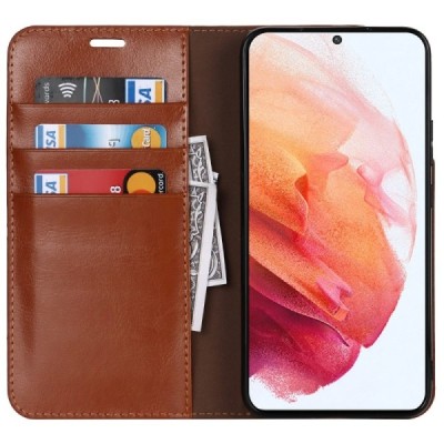 „Deluxe“ Samsung Galaxy S22 5G (SM-S901X) brūns ādas atvērams maciņš | Vacins.lv