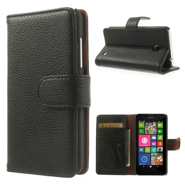 „Litchi“ atverčiamas dėklas - juodas (Lumia 630 / 635)