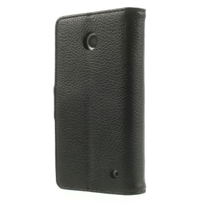 Nokia Lumia 635 atverčiamas juodas odinis dėklas - piniginė / Priedai.lt