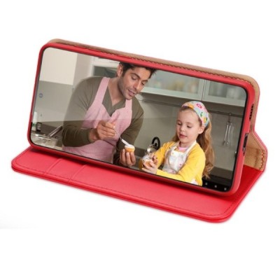 Samsung Galaxy S22+ 5G (SM-S906X) „Dux Ducis“ Hivo sērijas sarkans ādas atvērams maciņš | Vacins.lv