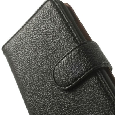 Nokia Lumia 635 atverčiamas juodas odinis dėklas - piniginė / Priedai.lt