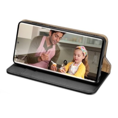 Samsung Galaxy S22 Ultra 5G (SM-S908X) „Dux Ducis“ Hivo sērijas melns ādas atvērams maciņš | Vacins.lv