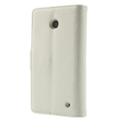 Nokia Lumia 635 atverčiamas baltas odinis dėklas - piniginė / Priedai.lt