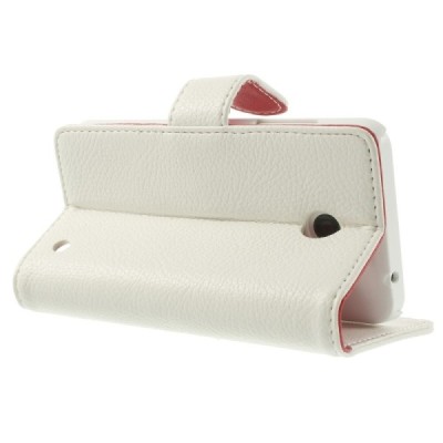 Nokia Lumia 635 atverčiamas baltas odinis dėklas - piniginė / Priedai.lt