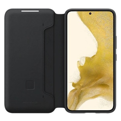 Samsung Galaxy S22 5G (SM-S901X) originalus Smart Led View Cover (EF-NS901) atverčiamas juodas dėklas - knygutė | Priedai.lt