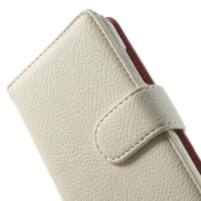 Nokia Lumia 635 atverčiamas baltas odinis dėklas - piniginė / Priedai.lt