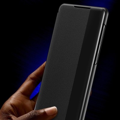 Samsung Galaxy S22 Ultra 5G (SM-S908X) View Line melns atvērams maciņš (maks) | Vacins.lv