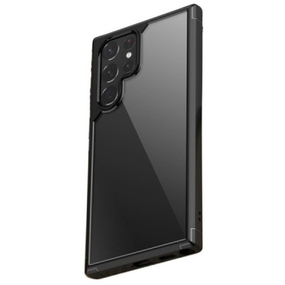 Samsung Galaxy S22 Ultra 5G (SM-S908X) elegants „IPAKY“ Royal dzidrs (caurspīdīgs) silikona apvalks (apmales melnā krāsā) | Vaci