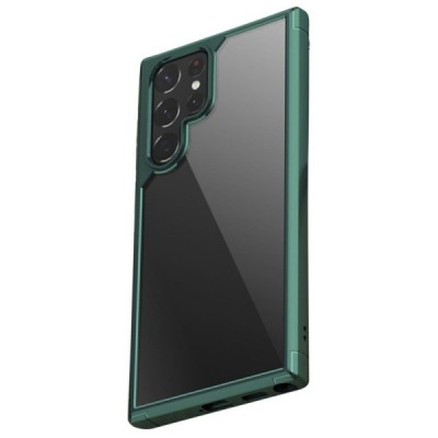 Samsung Galaxy S22 Ultra 5G (SM-S908X) elegants „IPAKY“ Royal dzidrs (caurspīdīgs) silikona apvalks (apmales zaļā krāsā) | Vacin