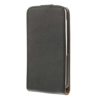 Nokia Lumia 635 klasisks ādas vertikāli atvēramais melns futrālis / Vacins.lv