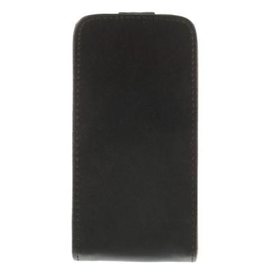 Nokia Lumia 635 klasisks ādas vertikāli atvēramais melns futrālis / Vacins.lv