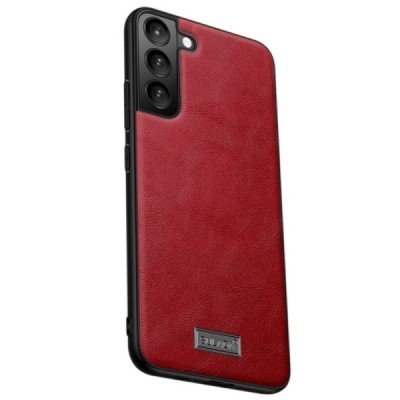 „Sulada“ Leather Samsung Galaxy S22 5G (SM-S901X) sarkans ādas apvalks | Vacins.lv