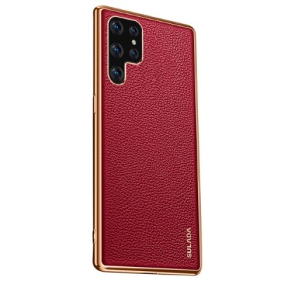 „Sulada“ Litchi Samsung Galaxy S22 Ultra 5G (SM-S908X) sarkans ādas apvalks | Vacins.lv