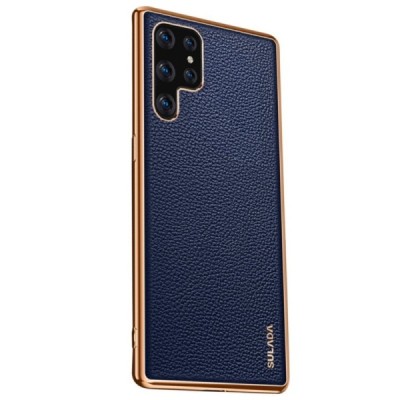 „Sulada“ Litchi Samsung Galaxy S22 Ultra 5G (SM-S908X) zils ādas apvalks | Vacins.lv