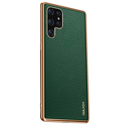 „Sulada“ Litchi Samsung Galaxy S22 Ultra 5G (SM-S908X) zaļš ādas apvalks | Vacins.lv
