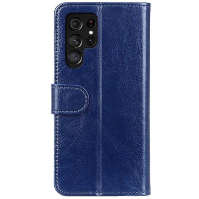 Samsung Galaxy S22 Ultra 5G (SM-S908X) atverčiamas mėlynas odinis dėklas - piniginė | Priedai.lt