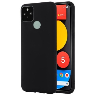 Google Pixel 5A 5G „Shell“ cieta silikona (TPU) melns apvalks | vacins.lv