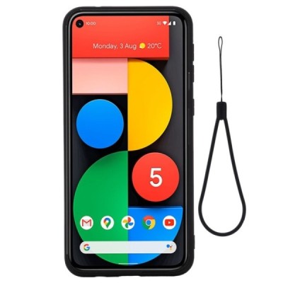 Google Pixel 5A 5G „Shell“ cieta silikona (TPU) melns apvalks | vacins.lv
