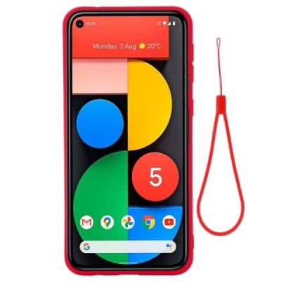 Google Pixel 5A 5G „Shell“ cieta silikona (TPU) sarkans apvalks | vacins.lv