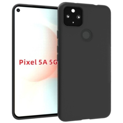 Google Pixel 5A 5G cieta silikona (TPU) melns apvalks | vacins.lv