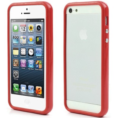 Apple iPhone 5 / 5S klasiskais sarkans cieta silikona rāmis (sānu apmale, bamperis) / Vacins.lv