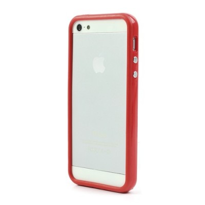 Apple iPhone 5 / 5S klasiskais sarkans cieta silikona rāmis (sānu apmale, bamperis) / Vacins.lv