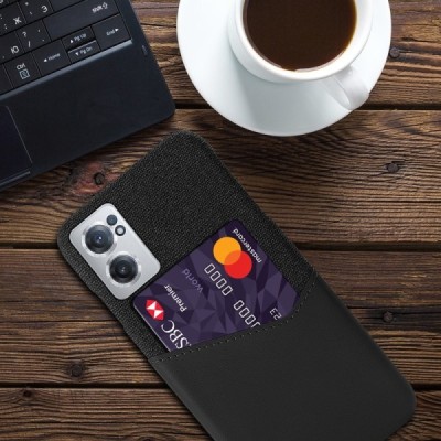 OnePlus Nord CE 2 „KSQ“ Shell melns ādas apvalks ar iebūvētu karšu turētāju | Vacins.lv