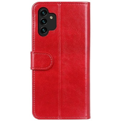 Samsung Galaxy A13 4G (SM-A135F, SM-A137F) atvēramais ādas sarkans maciņš (maks) | Vacins.lv