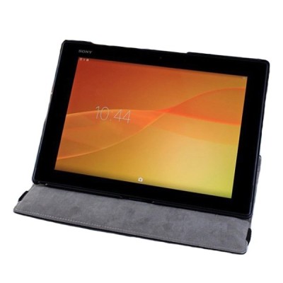 Sony Xperia Tablet Z2 atverčiamas juodas odinis dėklas (dėkliukas), sukiojamas 360° / Priedai.lt