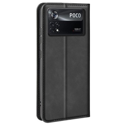 Xiaomi Poco X4 Pro „Split“ juodas odinis atverčiamas dėklas - knygutė | Priedai.lt