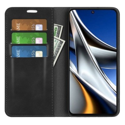 Xiaomi Poco X4 Pro „Split“ juodas odinis atverčiamas dėklas - knygutė | Priedai.lt