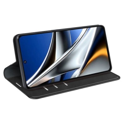 Xiaomi Poco X4 Pro „Split“ juodas odinis atverčiamas dėklas - knygutė | Priedai.lt