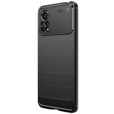 Xiaomi Poco X4 Pro „Carbon“ kieto silikono TPU juodas dėklas - nugarėlė | Priedai.lt