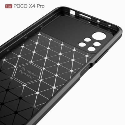 Xiaomi Poco X4 Pro „Carbon“ kieto silikono TPU juodas dėklas - nugarėlė | Priedai.lt