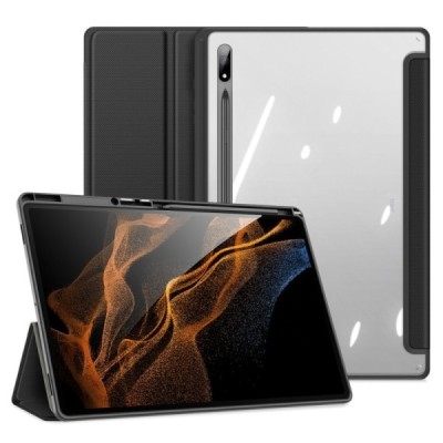 Samsung Galaxy Tab S8 Ultra 14.6" (X900, X906) „Dux Ducis“ Stylus atverčiamas juodas odinis dėklas - knygutė su vieta liestukui 