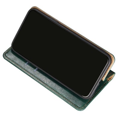 Solīds Samsung Galaxy S22 Ultra 5G (SM-S908X) zaļš ādas atvērams maciņš | Vacins.lv