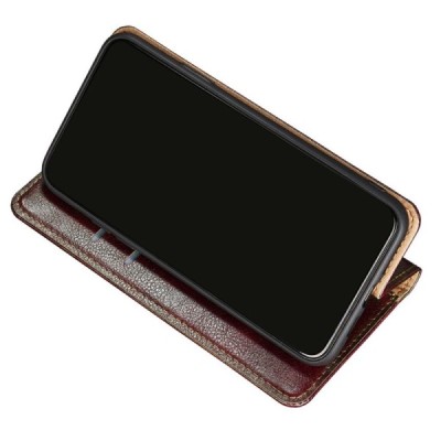 Solīds Samsung Galaxy S22 Ultra 5G (SM-S908X) brūns ādas atvērams maciņš | Vacins.lv