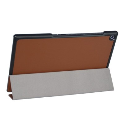 Sony Xperia Tablet Z2 atverčiamas rudas odinis dėklas (sulankstomas) / Priedai.lt