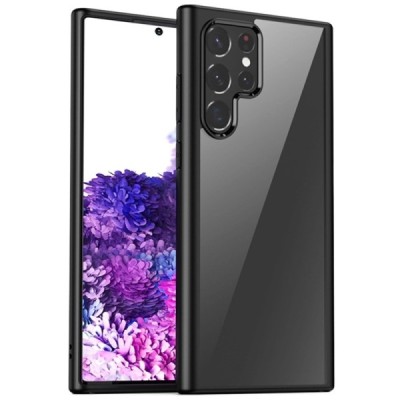 Samsung Galaxy S22 Ultra 5G (SM-S908X) elegants „IPAKY“ Slim dzidrs (caurspīdīgs) silikona apvalks (apmales melnā krāsā) | Vacin