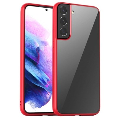 Samsung Galaxy S22 5G (SM-S901X) elegants „IPAKY“ Slim dzidrs (caurspīdīgs) silikona apvalks (apmales sarkanā krāsā) | Vacins.lv