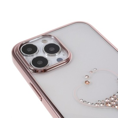 Apple iPhone 13 Pro Max elegants Kingxbar Crystal Love Swarovski dzidrs (caurspīdīgs) rozs plastmasas apvalks ar kristāliem | Va