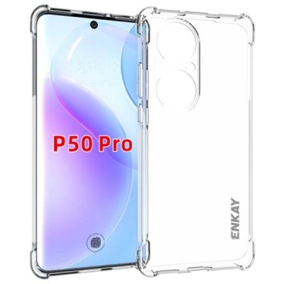 Huawei P50 Pro Enkay pastiprinātas aizsardzības cieta silikona (TPU) dzidrs vāciņš | Vacins.lv