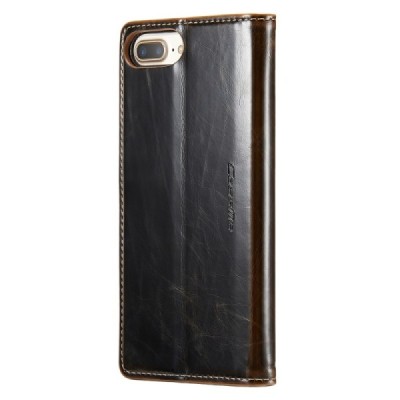 Apple iPhone 6 Plus (6s Plus, 7 Plus, 8 Plus) „CaseMe“ solidus atverčiamas rudas odinis dėklas - knygutė / Priedai.lt