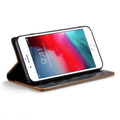 Apple iPhone 6 Plus (6s Plus, 7 Plus, 8 Plus) „CaseMe“ solidus atverčiamas rudas odinis dėklas - knygutė / Priedai.lt