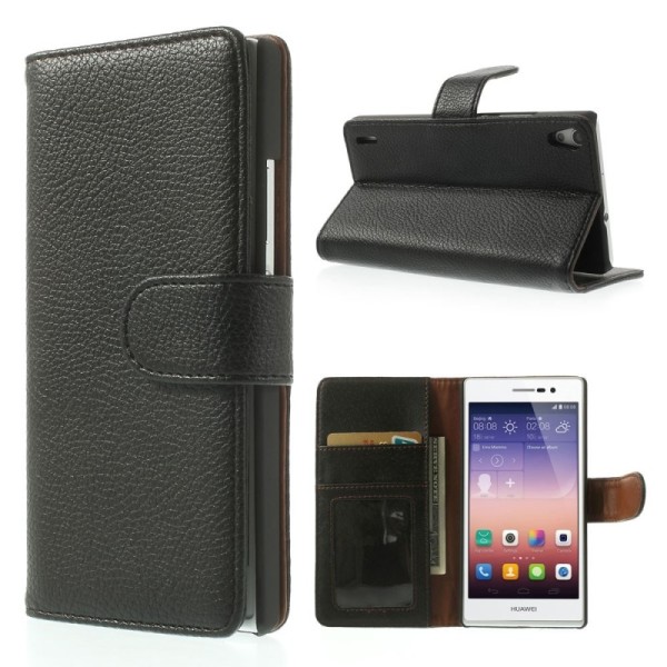 „Litchi“ atvēramais futrālis - melns (Ascend P7)