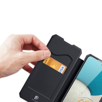 Samsung Galaxy A53 5G (SM-A536B) Dux Ducis Skin X sērijas melns ādas atvērams maciņš | Vacins.lv