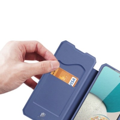 Samsung Galaxy A53 5G (SM-A536B) Dux Ducis Skin X sērijas zils ādas atvērams maciņš | Vacins.lv