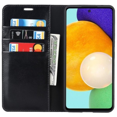 „Deluxe“ Samsung Galaxy A53 5G (SM-A536B) melns ādas atvērams maciņš | Vacins.lv