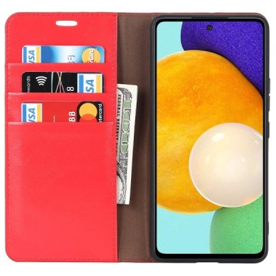 „Deluxe“ Samsung Galaxy A53 5G (SM-A536B) sarkans ādas atvērams maciņš | Vacins.lv